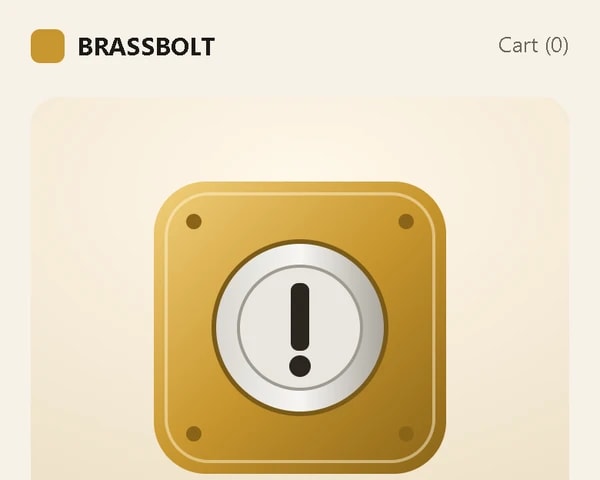 The raw page: the Brassbolt Deadbolt's product page on a phone, a brass lock, its name and a short description